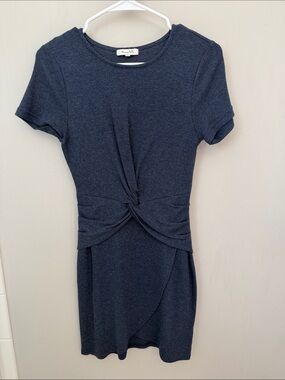 Honey Belle Charcoal Twist-Waist Short Sleeve Mini Dress